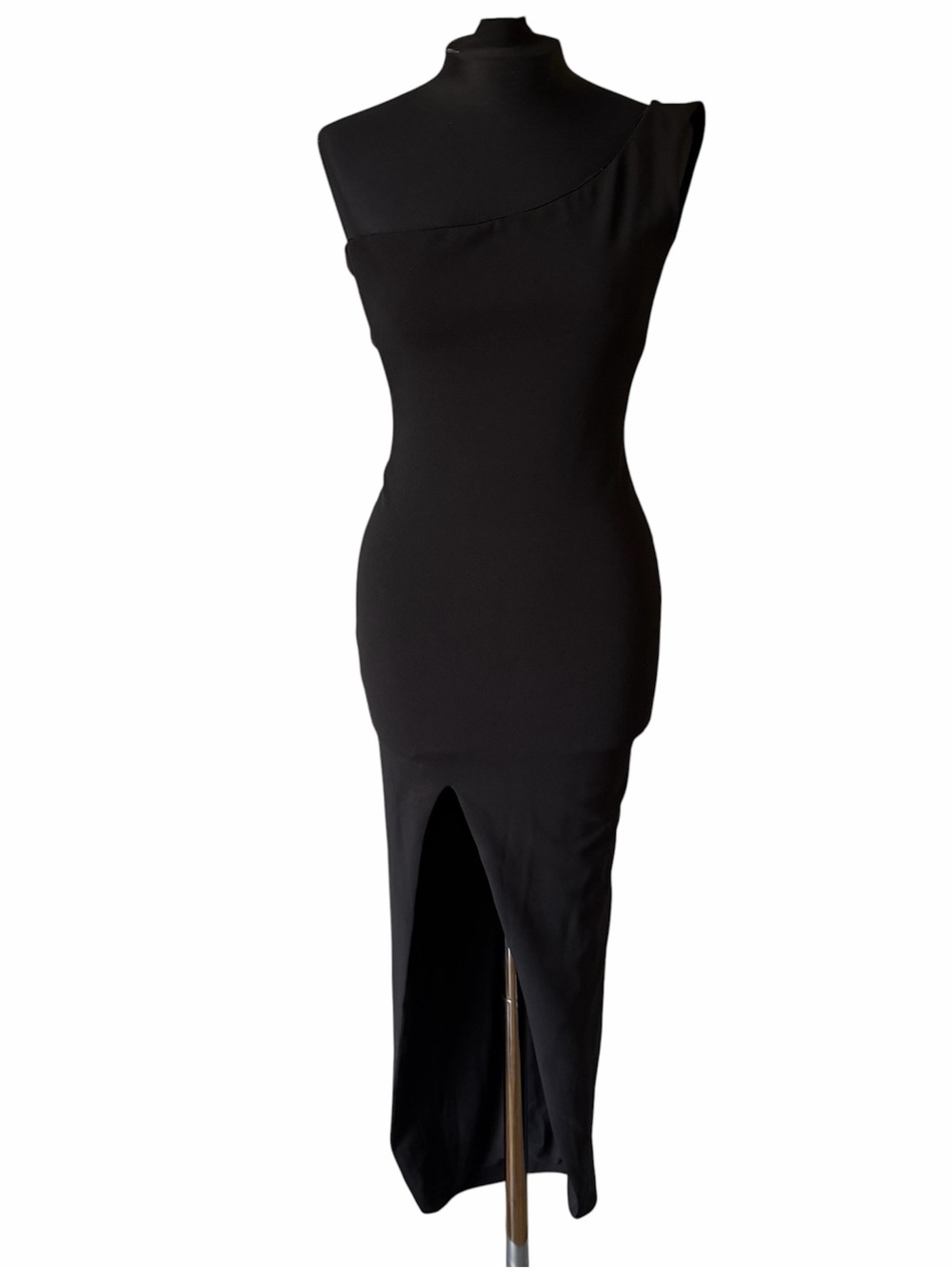 Nookie Women’s One-Shoulder Black Gown with Front Slit Cocktail Dress Size XS